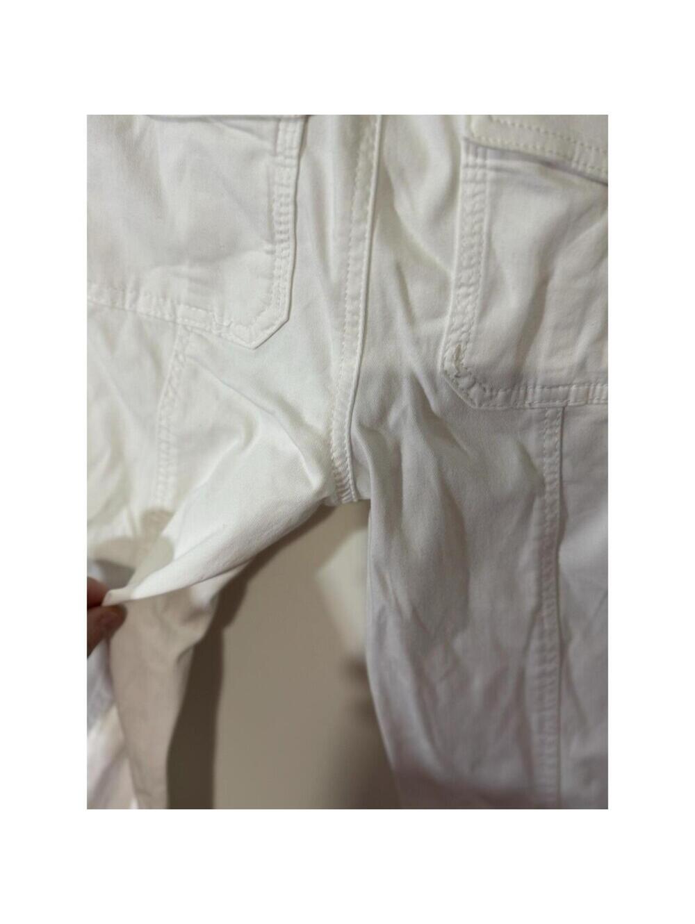 White House Black Market Women's White Cotton Cropped Straight Pants Pockets - Picture 7 of 8